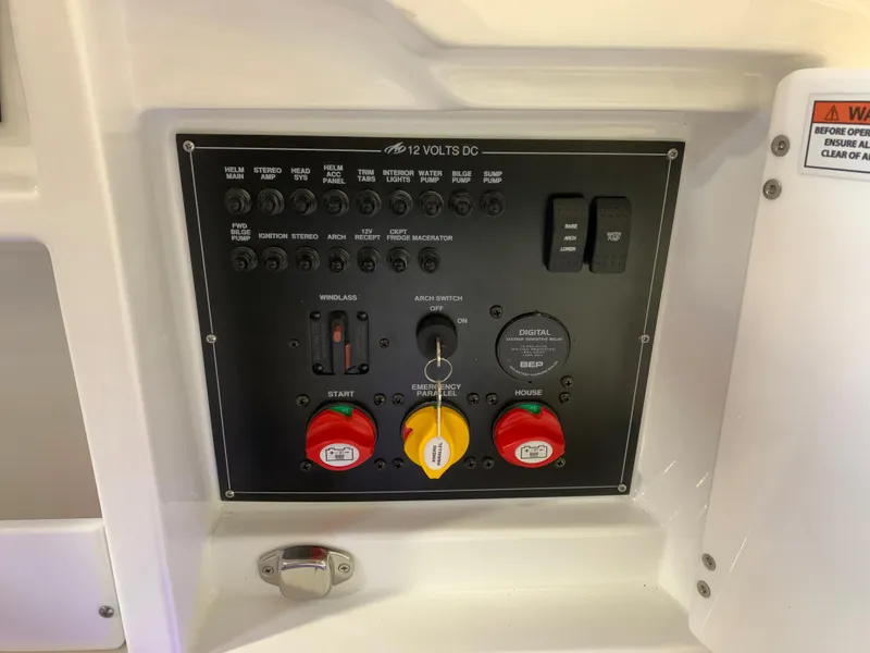 Slide: The Image of Control panel of a 2023 Monterey 298 Super Sport boat. - 11