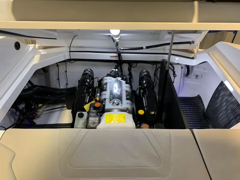 Slide: The Image of Engine compartment of 2023 Monterey 298 Super Sport boat. - 24