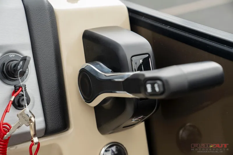Slide: The Image of 2023 South Bay RearSeating 200hp boat throttle control and ignition switch. - 17