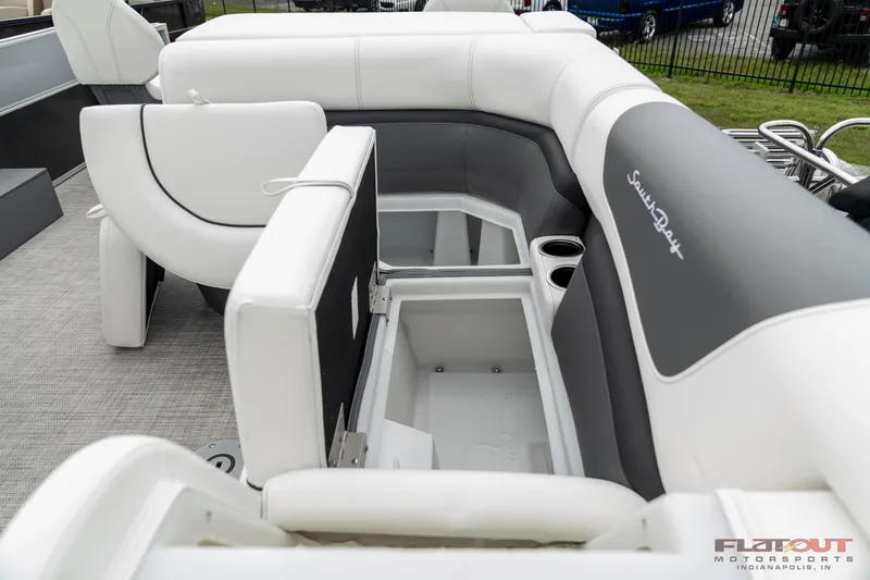 Slide: The Image of 2023 South Bay S224 Cruise & Fish 200HP boat interior with storage compartments. - 17