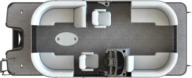 Slide: The Image of 2025 Sylvan Mirage X1 pontoon boat interior layout, featuring spacious seating and modern design. - 17