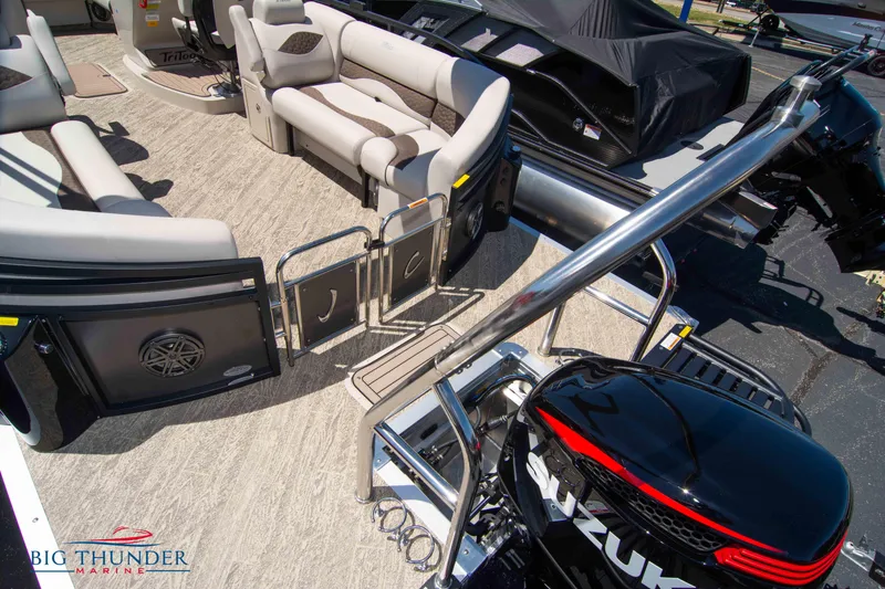 Slide: The Image of 2022 JC SunLounger 25 TT Sport pontoon boat interior with Suzuki outboard motor. - 43