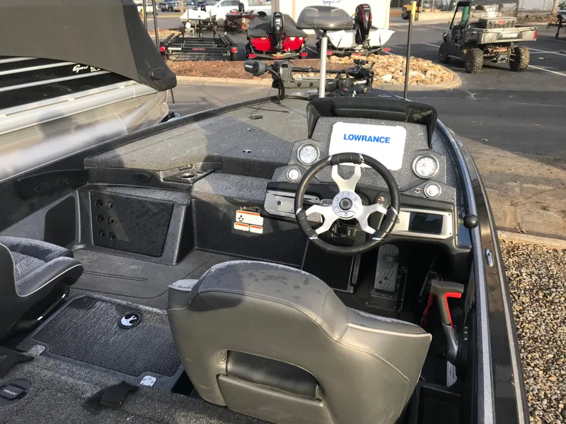 Slide: The Image of 2023 Nitro Z20 Pro boat interior with Lowrance navigation system. - 2