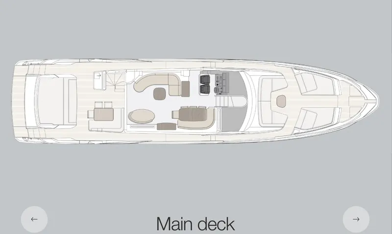 Slide: The Image of Main deck layout of 2022 Azimut S8 yacht, featuring seating and helm areas. - 33