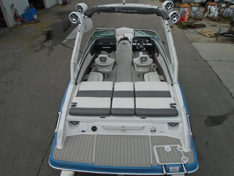 Slide: The Image of 2022 Crownline 240 SS boat with spacious seating and modern design. - 7