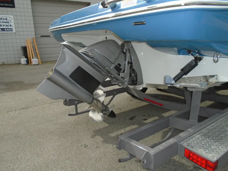 Slide: The Image of 2022 Crownline 240 SS boat stern and propeller on trailer. - 9