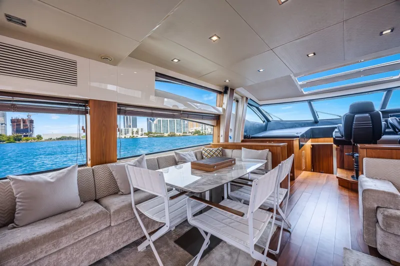 Slide: The Image of Luxurious interior of 2013 Sunseeker Predator 84 yacht with waterfront view. - 27