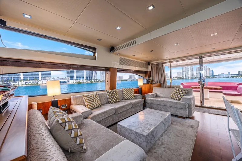 Slide: The Image of Luxurious interior of 2013 Sunseeker Predator 84 yacht with waterfront view. - 28