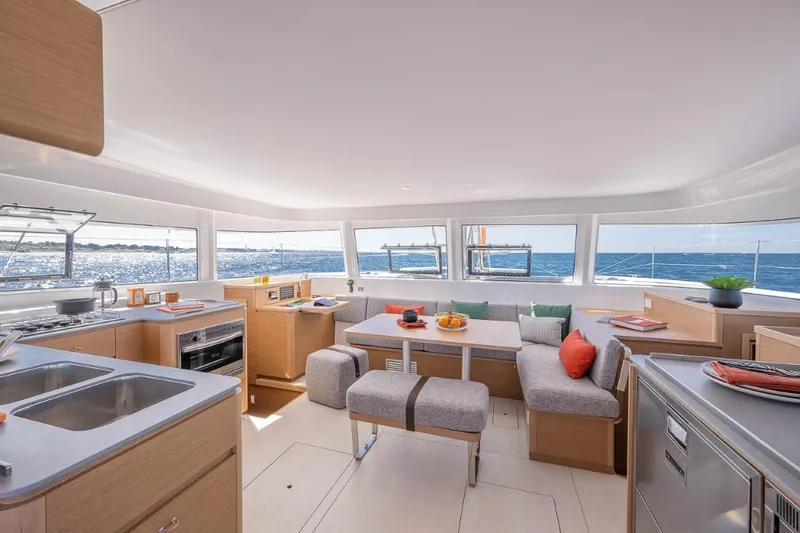 Slide: The Image of Modern interior of 2024 Excess 14 catamaran with ocean view. - 4