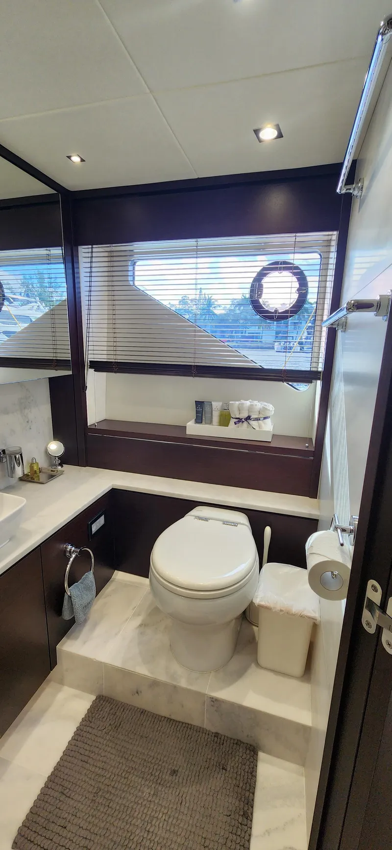 Slide: The Image of Luxurious bathroom in 2020 Sunseeker Predator 74 XPS yacht with modern fixtures. - 12