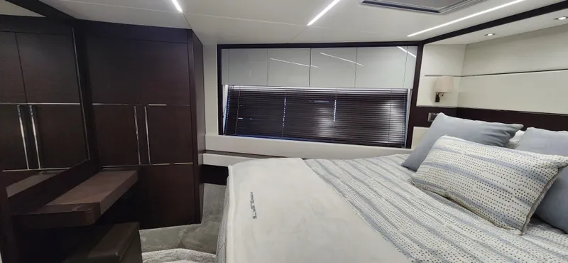 Slide: The Image of Luxurious bedroom interior of 2020 Sunseeker Predator 74 XPS yacht with modern design. - 14