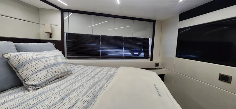 Slide: The Image of Luxurious bedroom interior of 2020 Sunseeker Predator 74 XPS yacht. - 15