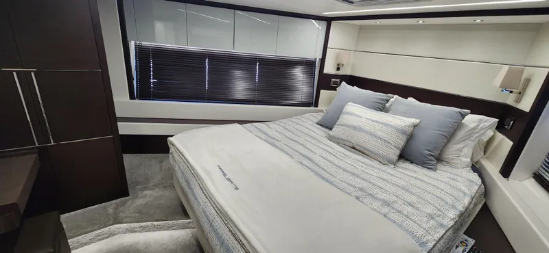Slide: The Image of Luxurious bedroom interior of 2020 Sunseeker Predator 74 XPS yacht. - 16