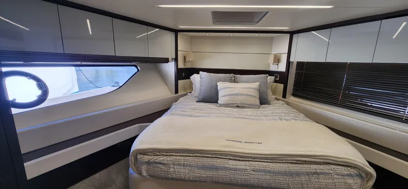 Slide: The Image of Luxurious bedroom interior of 2020 Sunseeker Predator 74 XPS yacht. - 17