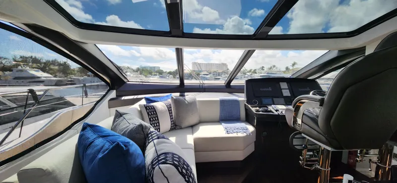 Slide: The Image of Luxurious interior of 2020 Sunseeker Predator 74 XPS yacht with panoramic windows. - 31