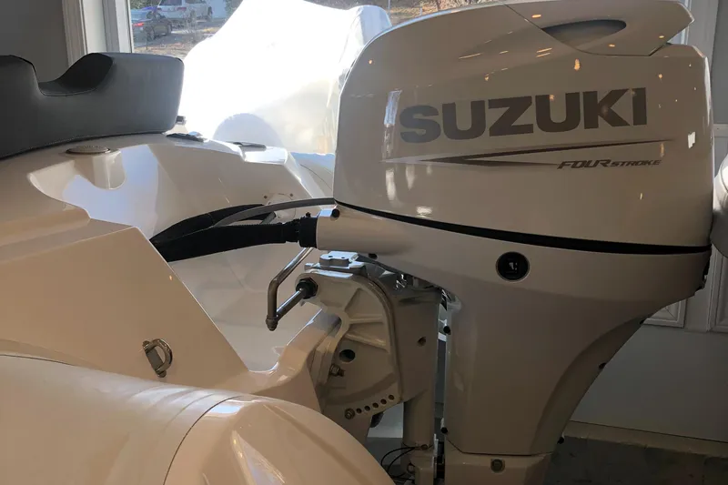 Slide: The Image of 2023 Grand G 420 boat with Suzuki four-stroke outboard motor. - 8