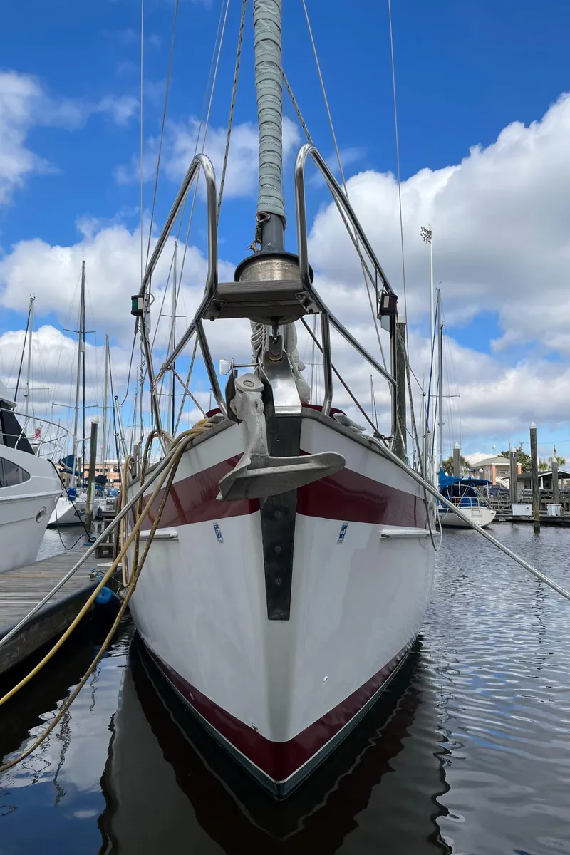 Slide: The Image of 1983 Najad 371 American CC sailboat docked at marina. - 4