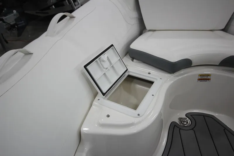 Slide: The Image of 2023 Zodiac Yachtline 490 Deluxe NEO 90hp, open storage compartment. - 11