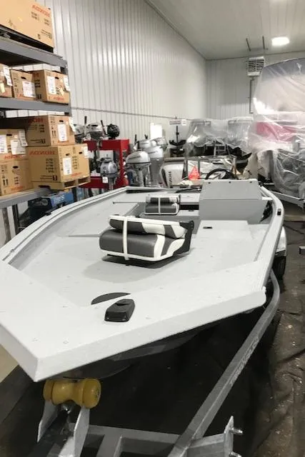 Slide: The Image of 2023 Polar Kraft Sport X boat in a storage facility. - 5