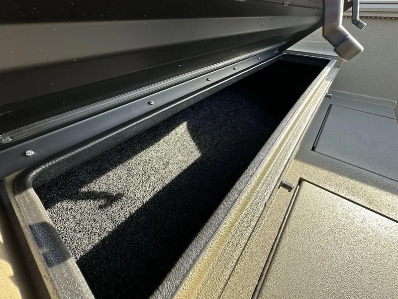Slide: The Image of 2023 Thor Lake Hammer Elite storage compartment, open and empty. - 7