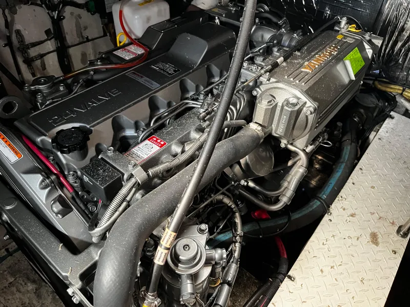 Slide: The Image of Engine compartment of a 2006 Cruisers Yachts 385 Motoryacht with a Yanmar 24-valve engine. - 24
