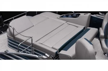 Slide: The Image of 2023 Bennington 23 LXSB boat with luxurious seating and modern design. - 6