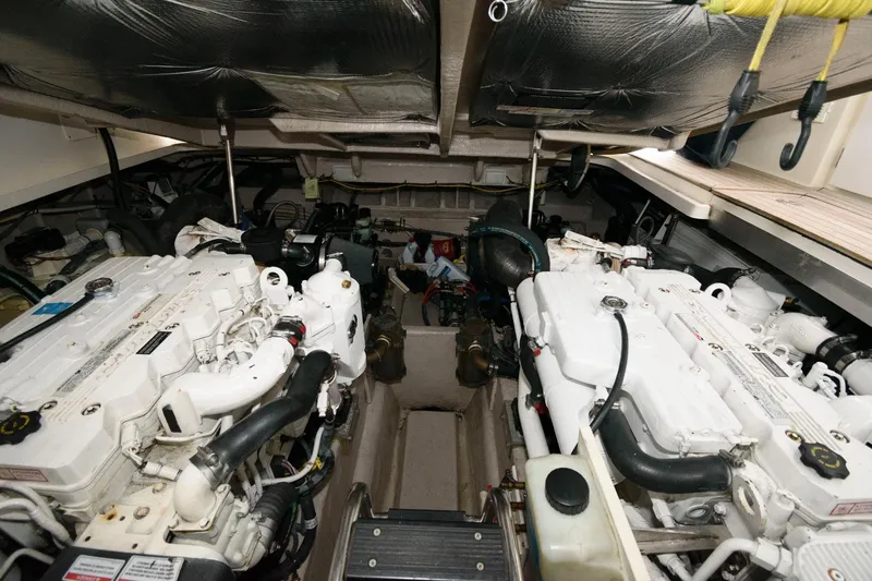 Slide: The Image of Engine room of a 2008 Sea Ray 44 Sundancer yacht with twin engines. - 25