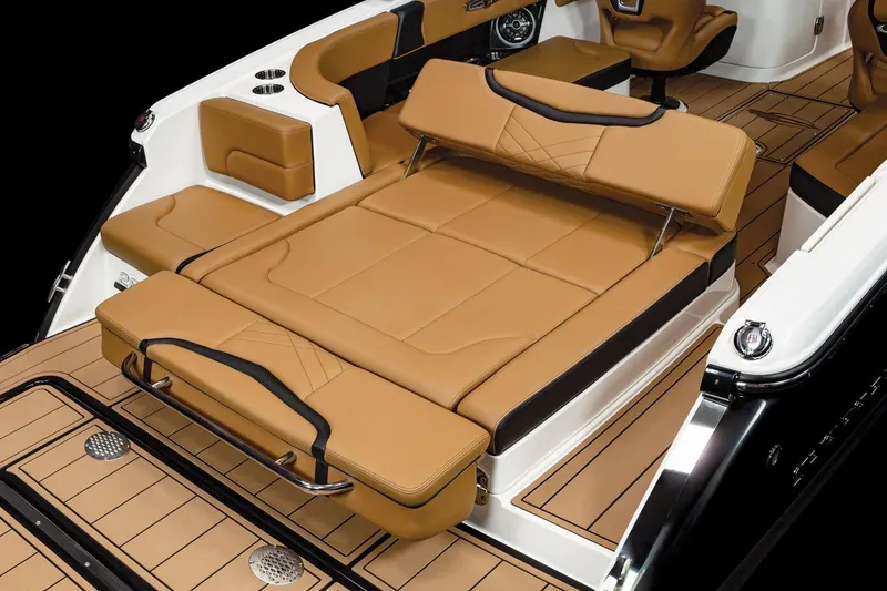 Slide: The Image of 2024 Chaparral 287 SSX boat with luxurious tan leather seating. - 11