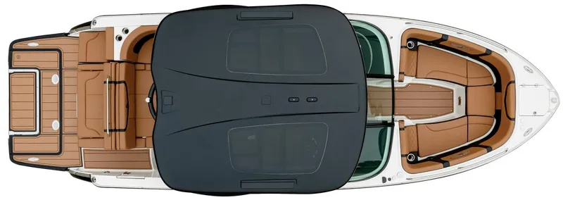 Slide: The Image of 2024 Chaparral 287 SSX boat, top view, spacious seating, sleek design. - 12