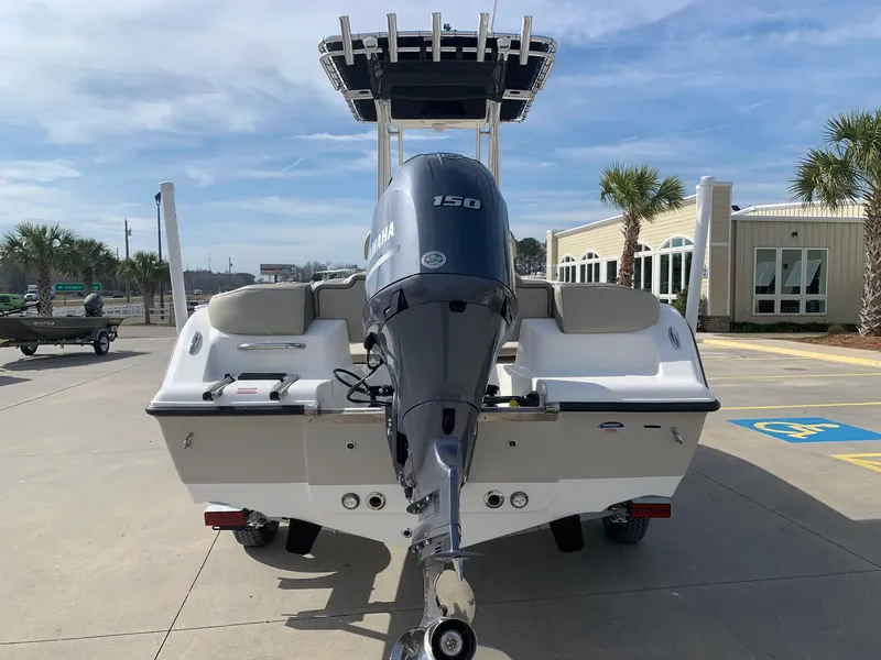 Slide: The Image of 2024 Key West 203 FS boat with Yamaha 150 engine, rear view. - 3