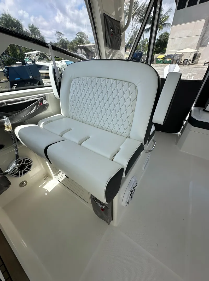 Slide: The Image of Luxurious seating on the 2021 World Cat 400 DC-X boat. - 29
