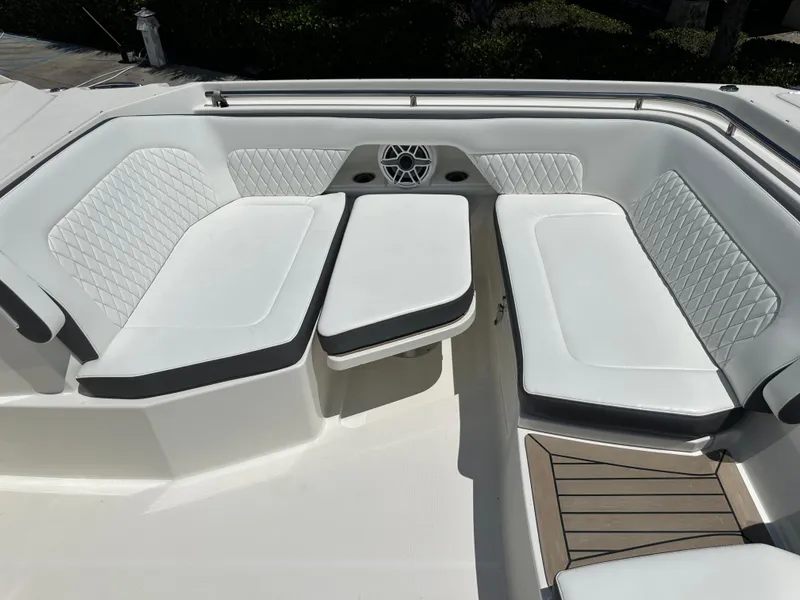 Slide: The Image of Luxurious seating area on the 2021 World Cat 400 DC-X boat. - 37