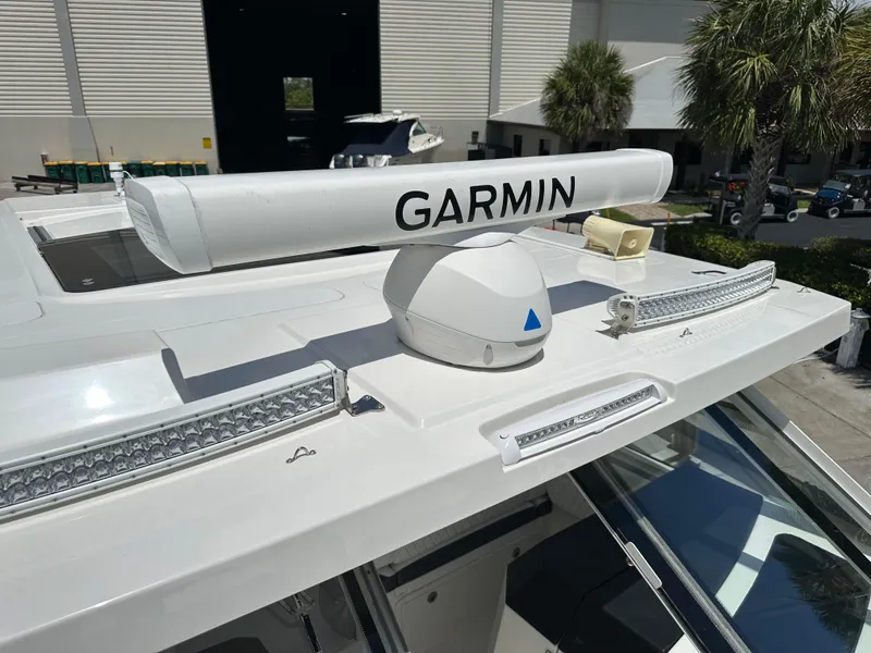 Slide: The Image of 2021 World Cat 400 DC-X boat with Garmin radar system. - 5