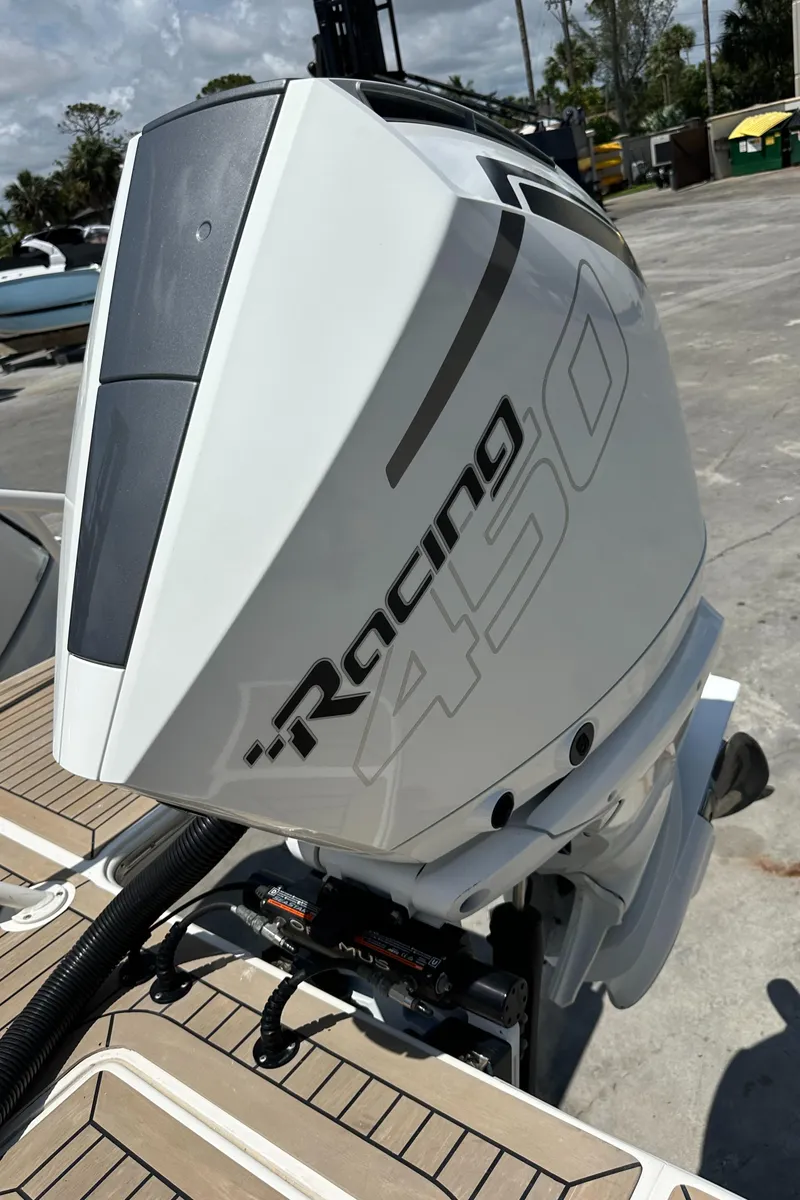 Slide: The Image of 2021 World Cat 400 DC-X with Racing 450 outboard engine. - 9