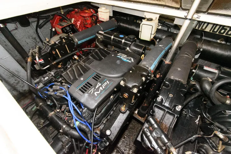 Slide: The Image of Engine room of 1998 Sea Ray 330 Sundancer with 7.4 MPI engine. - 20