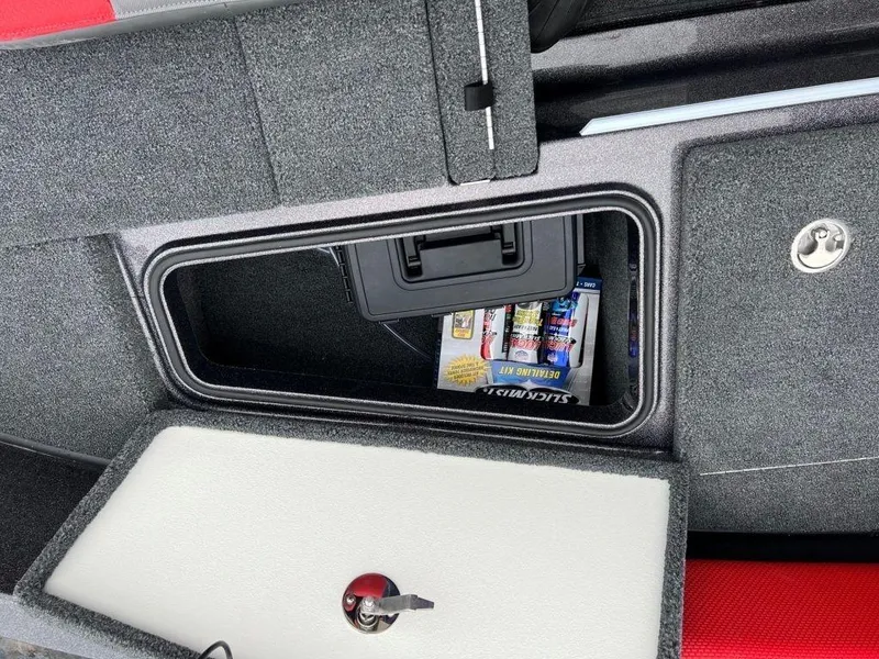 Slide: The Image of 2023 Ranger 1850MS storage compartment with fishing gear. - 6