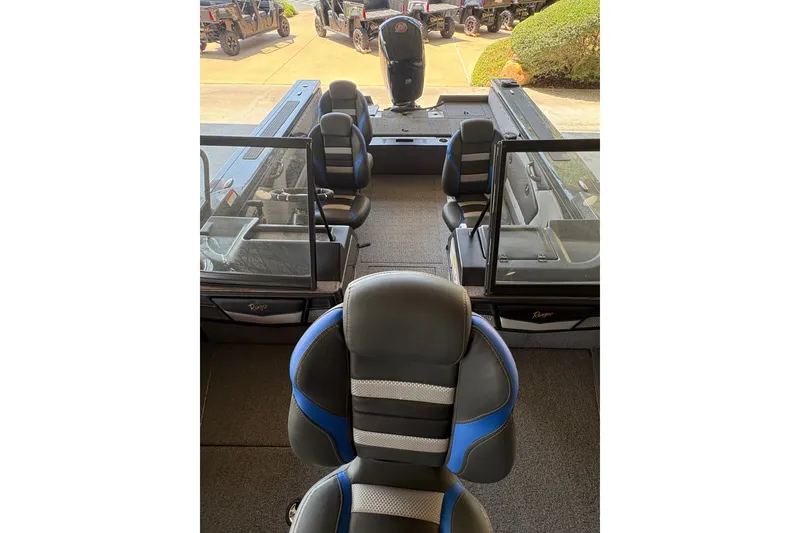 Slide: The Image of Interior view of 2023 Ranger VX1788 WT boat with seating and windshield. - 9