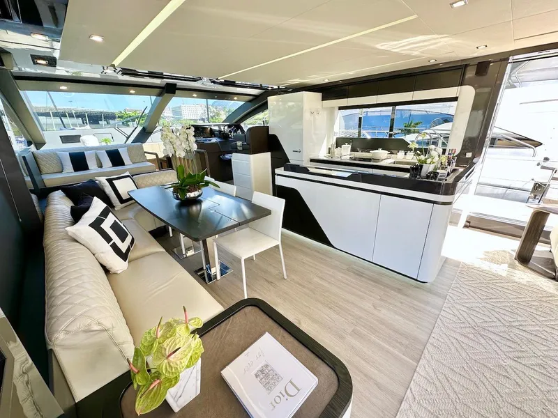 Slide: The Image of Luxurious interior of 2025 Schaefer 770 yacht with modern furnishings and elegant decor. - 18