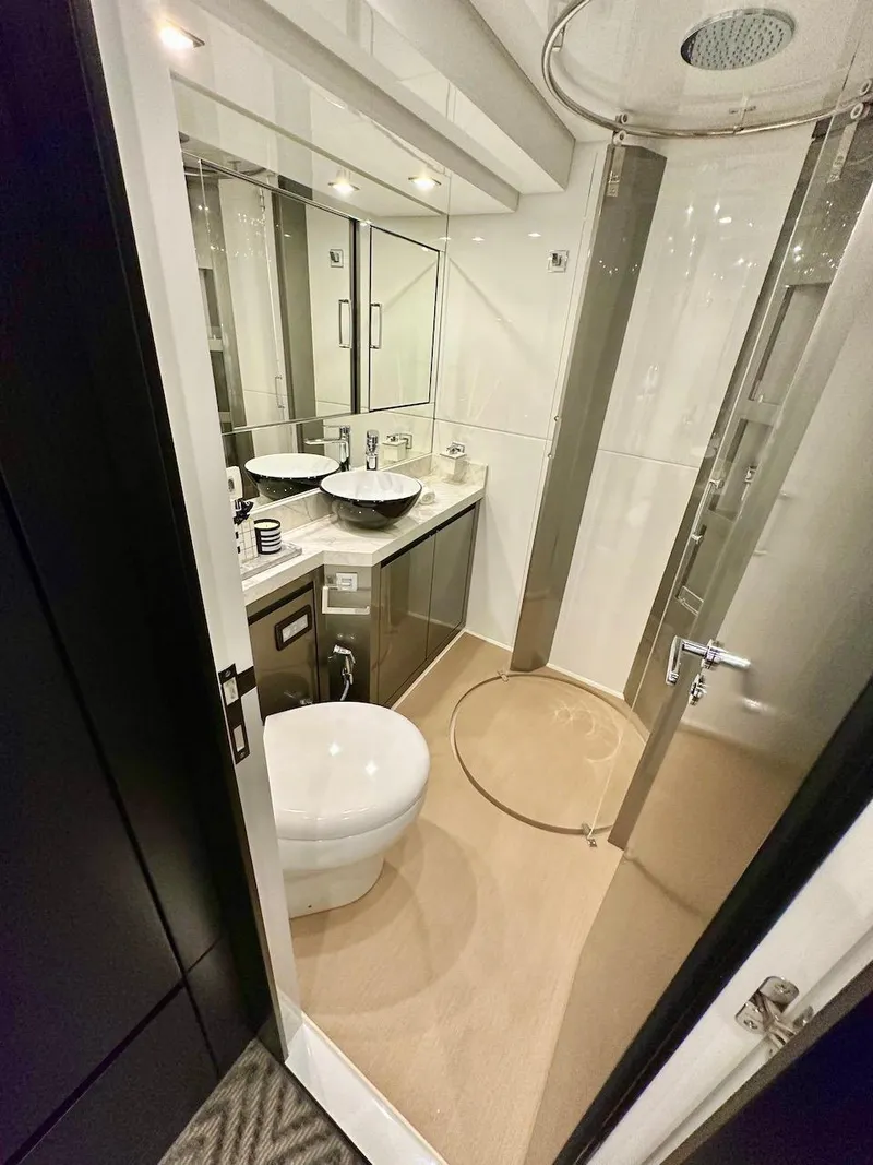 Slide: The Image of Modern bathroom in 2025 Schaefer 770 yacht with shower, toilet, and sink. - 37