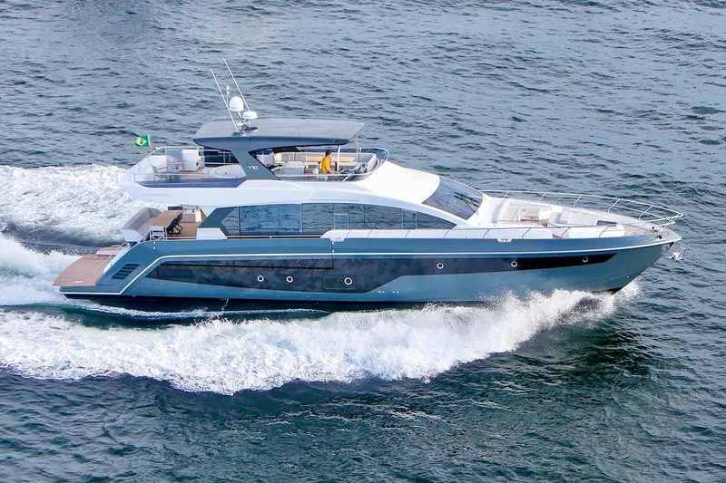 Slide: The Image of 2025 Schaefer 770 yacht cruising on the ocean. - 4