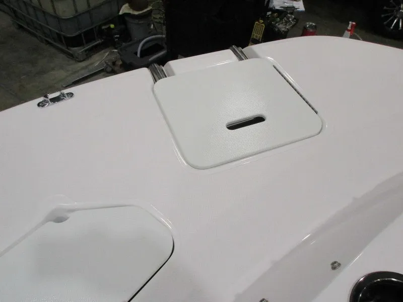 Slide: The Image of 2023 Hurricane SunDeck 187 IO boat deck with storage compartment. - 8