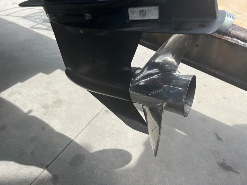 Slide: The Image of Close-up of a 2002 Donzi 29 ZF Cuddy boat propeller. - 20