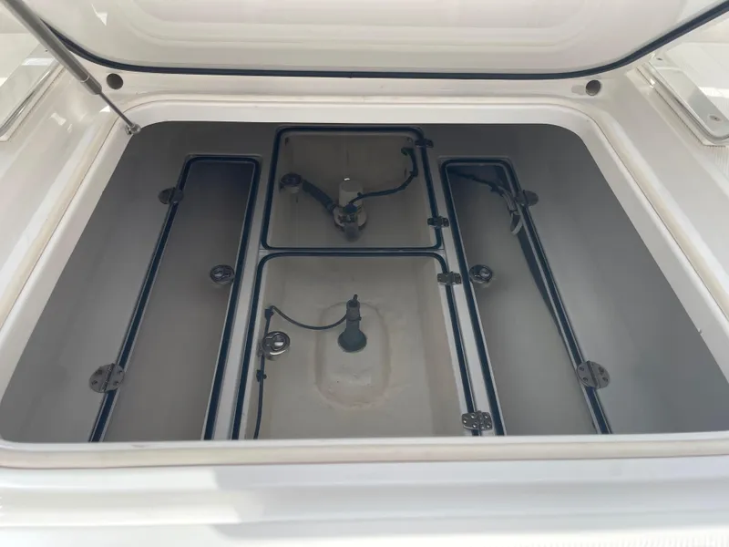 Slide: The Image of 2013 Bahama Open Fisherman boat storage compartments. - 28