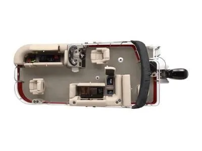 The Image of 2023 Sun Tracker Sportfish™ 20 DLX pontoon boat, top view, beige interior. - 1