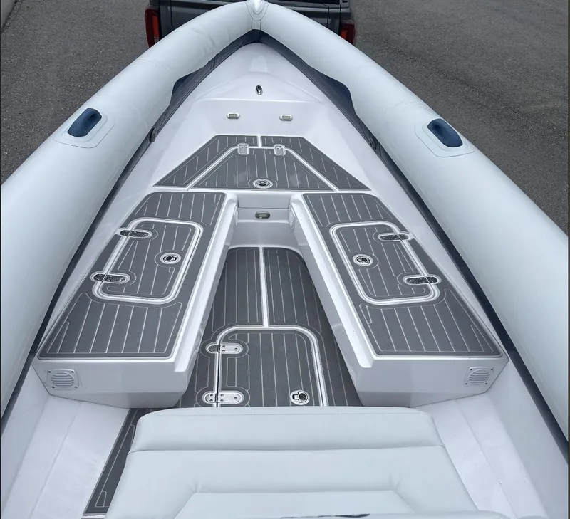 Slide: The Image of Airship 300 DS 2022 boat deck with sleek gray and white design. - 16