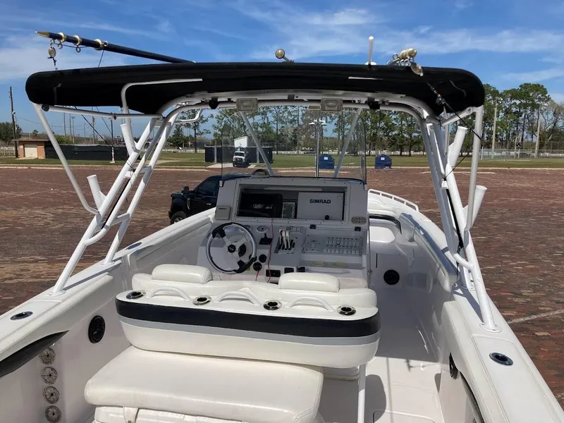 Slide: The Image of 2005 Donzi 35 ZFC Daytona boat interior with steering console and seating. - 16
