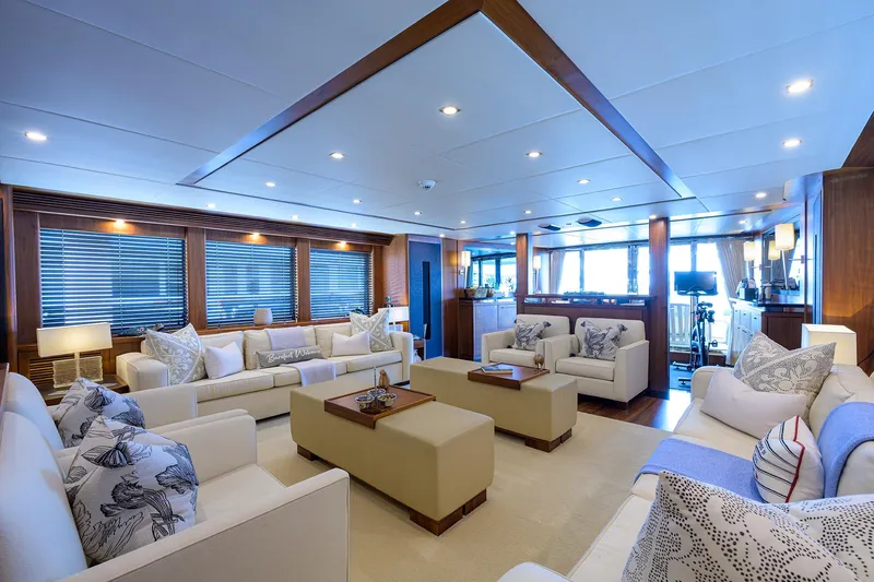 Slide: The Image of Luxurious interior of 2009 Sunseeker Trideck yacht with elegant seating and modern decor. - 33