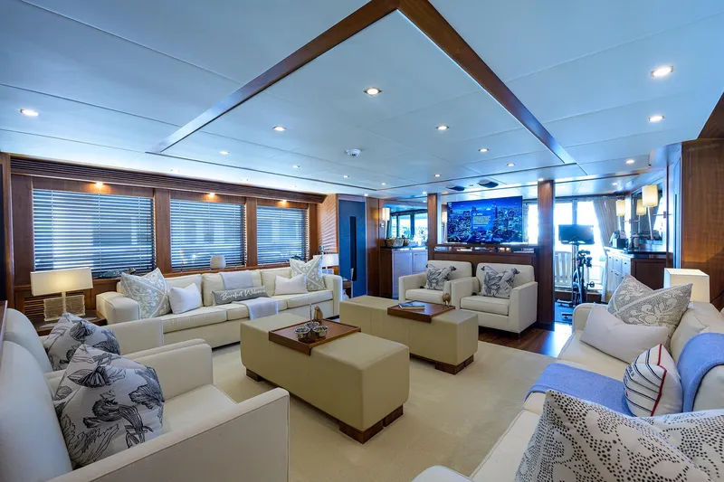 Slide: The Image of Luxurious interior of a 2009 Sunseeker Trideck yacht with modern furnishings. - 34