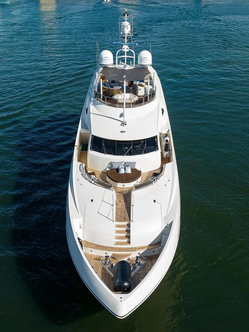 Slide: The Image of 2009 Sunseeker Trideck yacht on water, aerial view. - 4