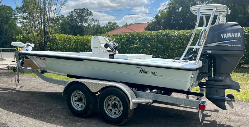 Slide: The Image of 2011 Maverick 18 HPX-V boat on trailer with Yamaha outboard motor. - 3